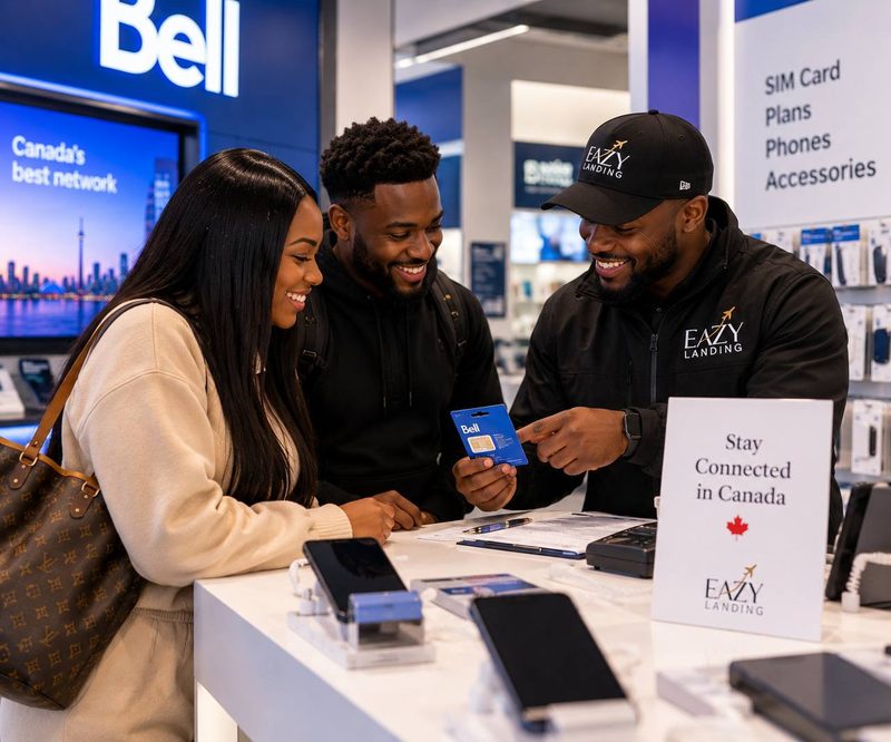 An Eazy Landing host setting up a Canadian mobile plan