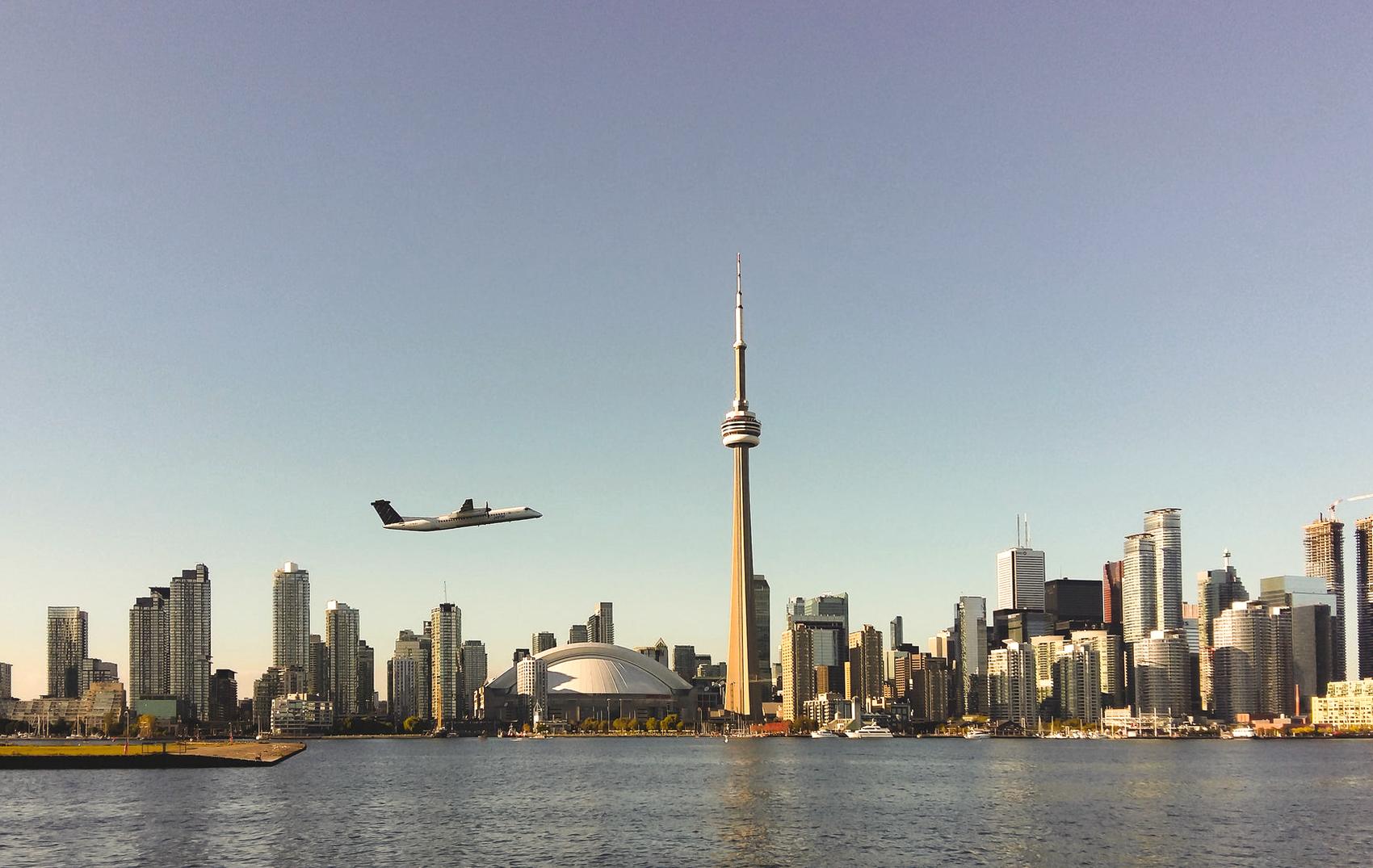 Canadian city skyline at dusk